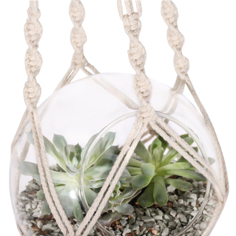 WIWAPLEX Macrame Plant Hanger, 2 Pack Plant Hanger, Cotton Rope Plant Hangers Indoor Outdoor, 4 Legs Plant Hanger Brackets, Flower Pot Hanging Plant Holder for Home Decorations (White) (40 Inch) - Image 3